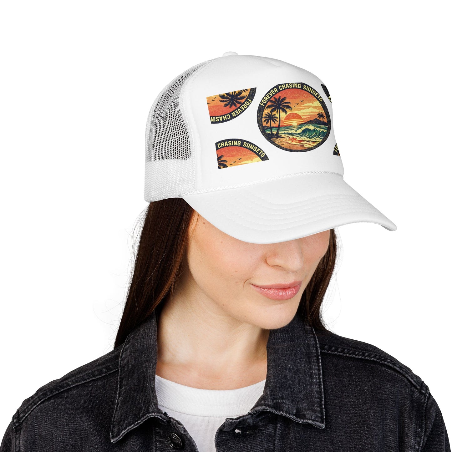 Chasing Sunsets Trucker Hat — Vintage Beach Foam Cap