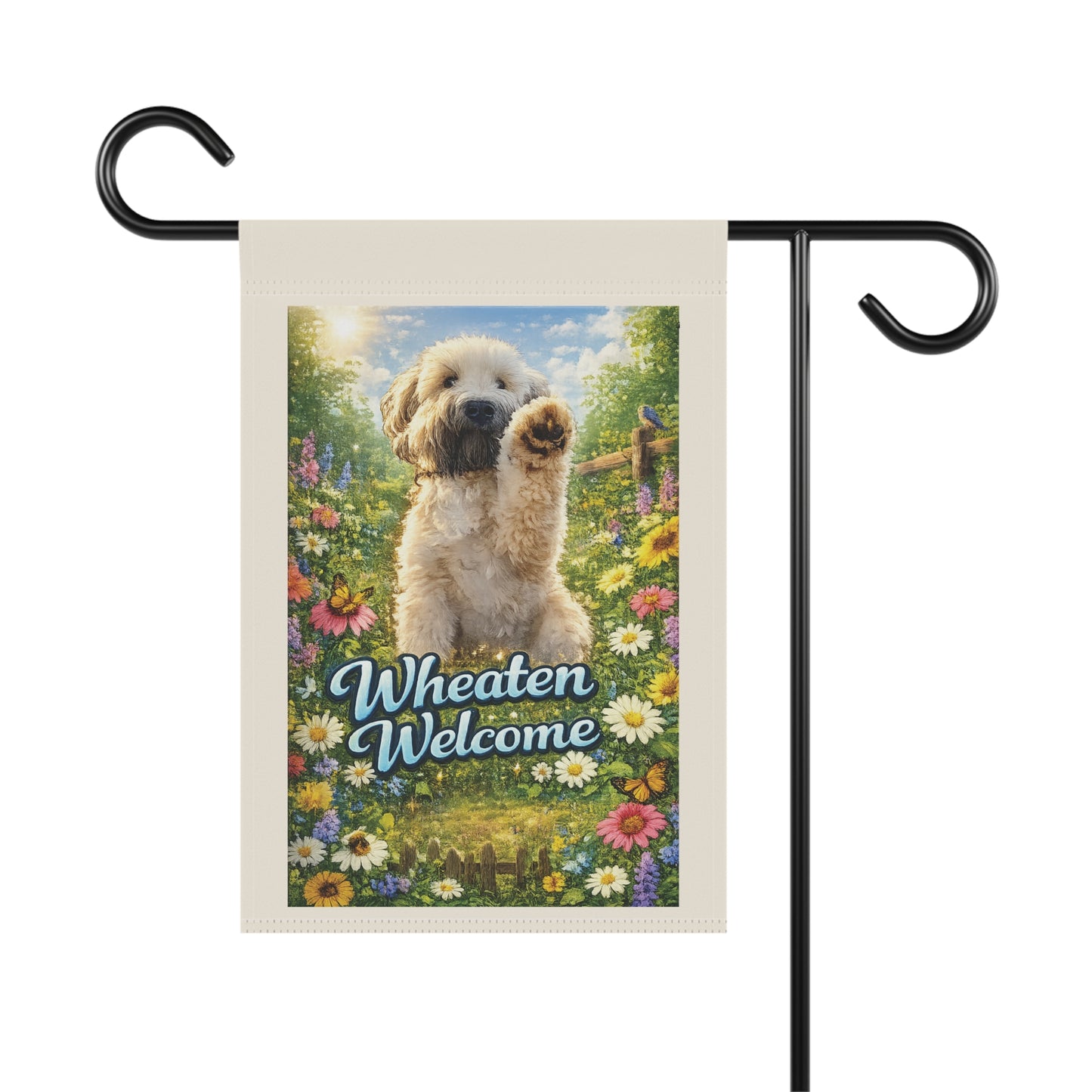 Wheaten Welcome Garden Flag -Wheaten Terrier Floral Yard Banner