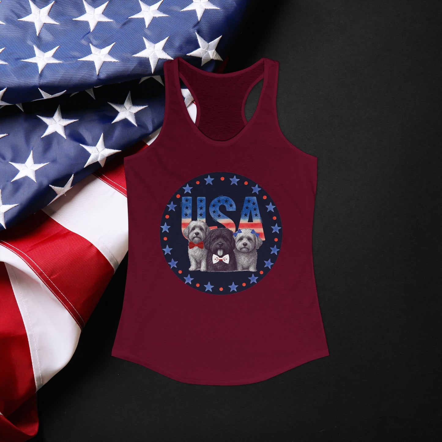 USA Puppy -Women's Ideal Racerback Tank