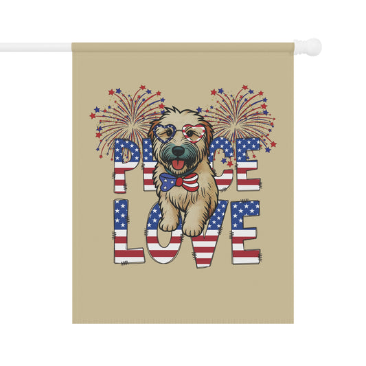"Peace Love" Patriotic Wheaten Terrier Garden Flag /Banner