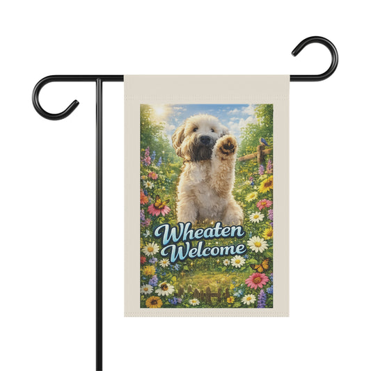 Wheaten Welcome Garden Flag -Wheaten Terrier Floral Yard Banner