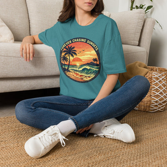 Forever Chasing Sunsets T-Shirt — Vintage Beach Sunset