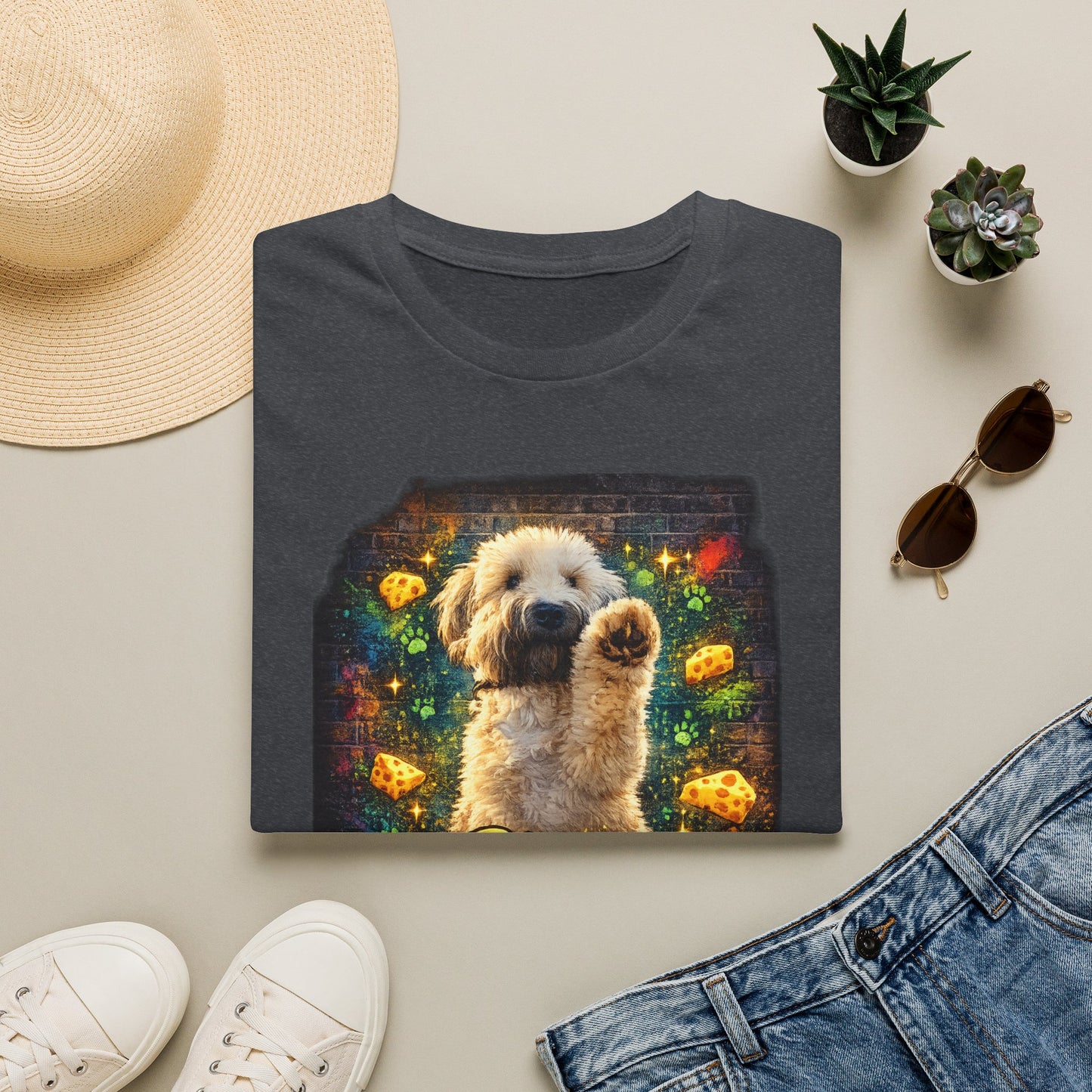 "Stop In the Name of Cheese" Cute Wheaten Puppy Graphic Tee