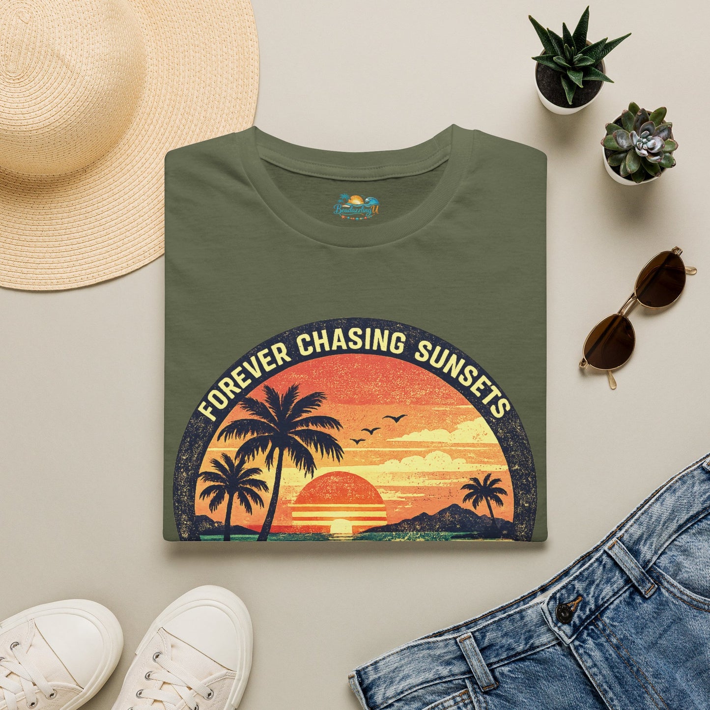 Forever Chasing Sunsets T-Shirt — Vintage Beach Sunset