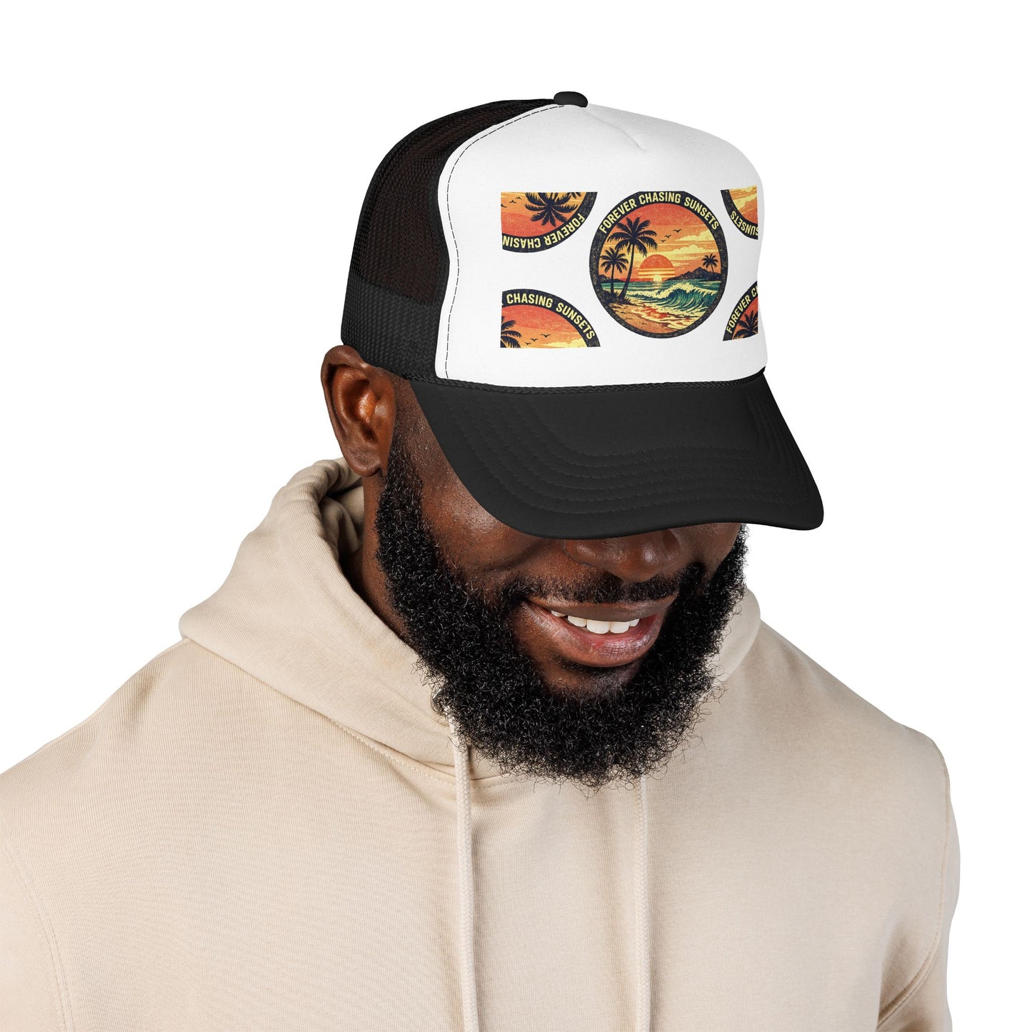 Chasing Sunsets Trucker Hat — Vintage Beach Foam Cap