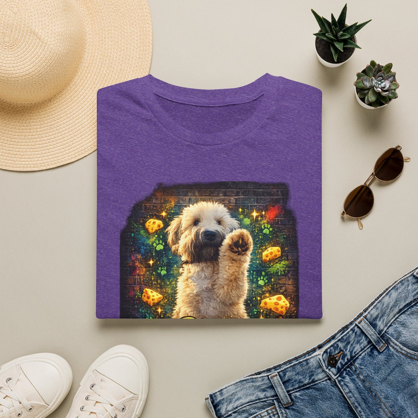 "Stop In the Name of Cheese" Cute Wheaten Puppy Graphic Tee