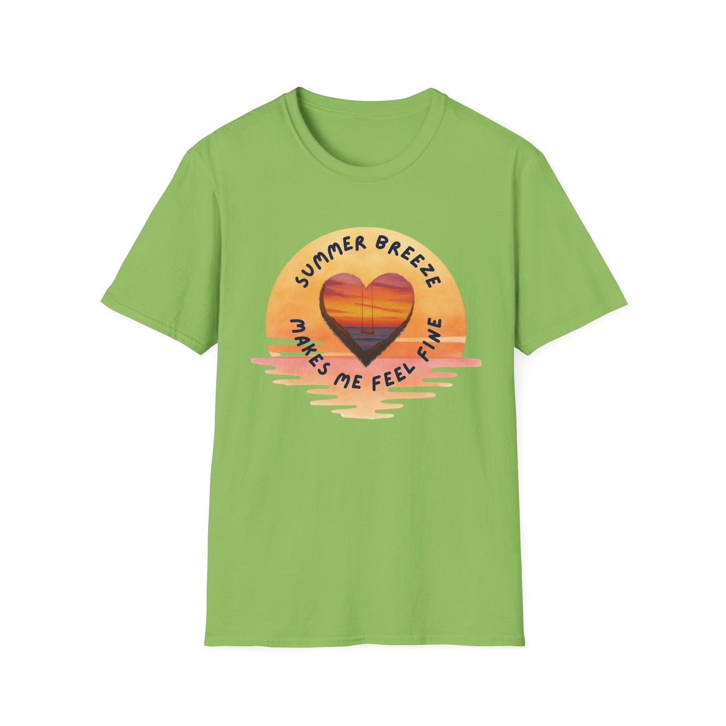 "Summer Breeze Makes Me Feel Fine" -Retro Sunset Heart Tee