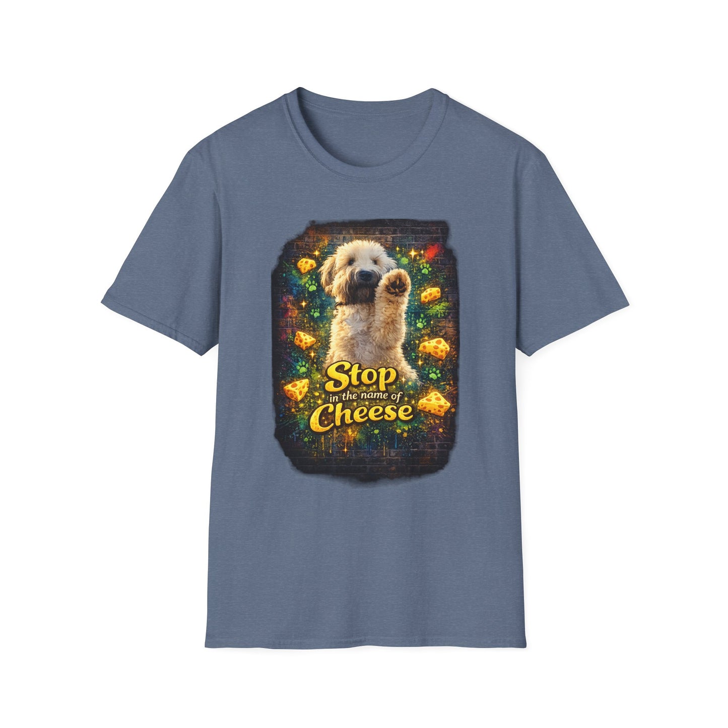 "Stop In the Name of Cheese" Cute Wheaten Puppy Graphic Tee