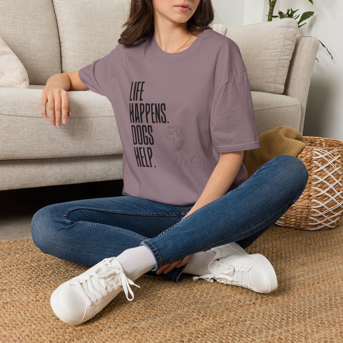 "Life Happens. Dogs Help." Graphic Tee (Casual Pet Lover Shirt)