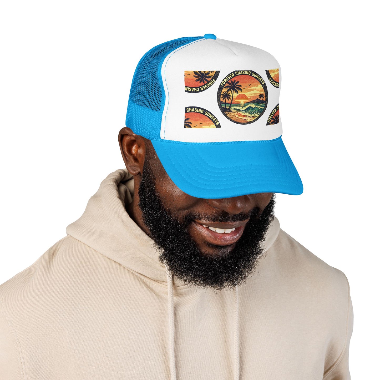 Chasing Sunsets Trucker Hat — Vintage Beach Foam Cap