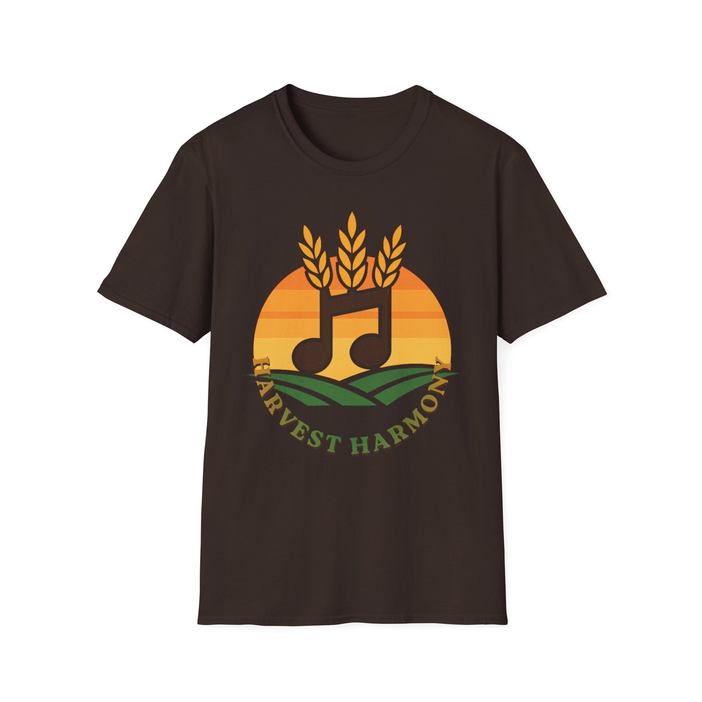 Harvest Harmony T-Shirt | Music Notes with Wheat Sunset