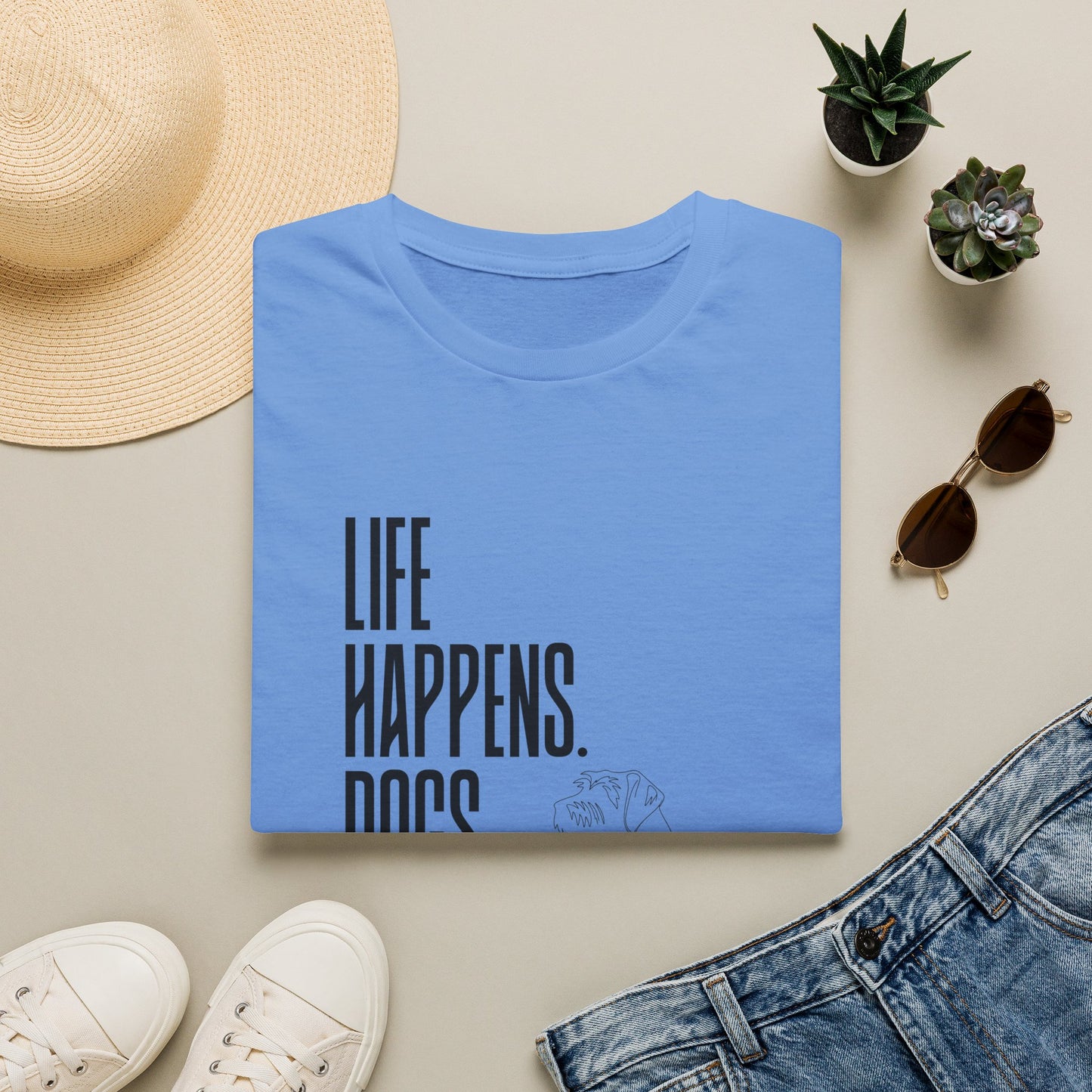 "Life Happens. Dogs Help." Graphic Tee (Casual Pet Lover Shirt)