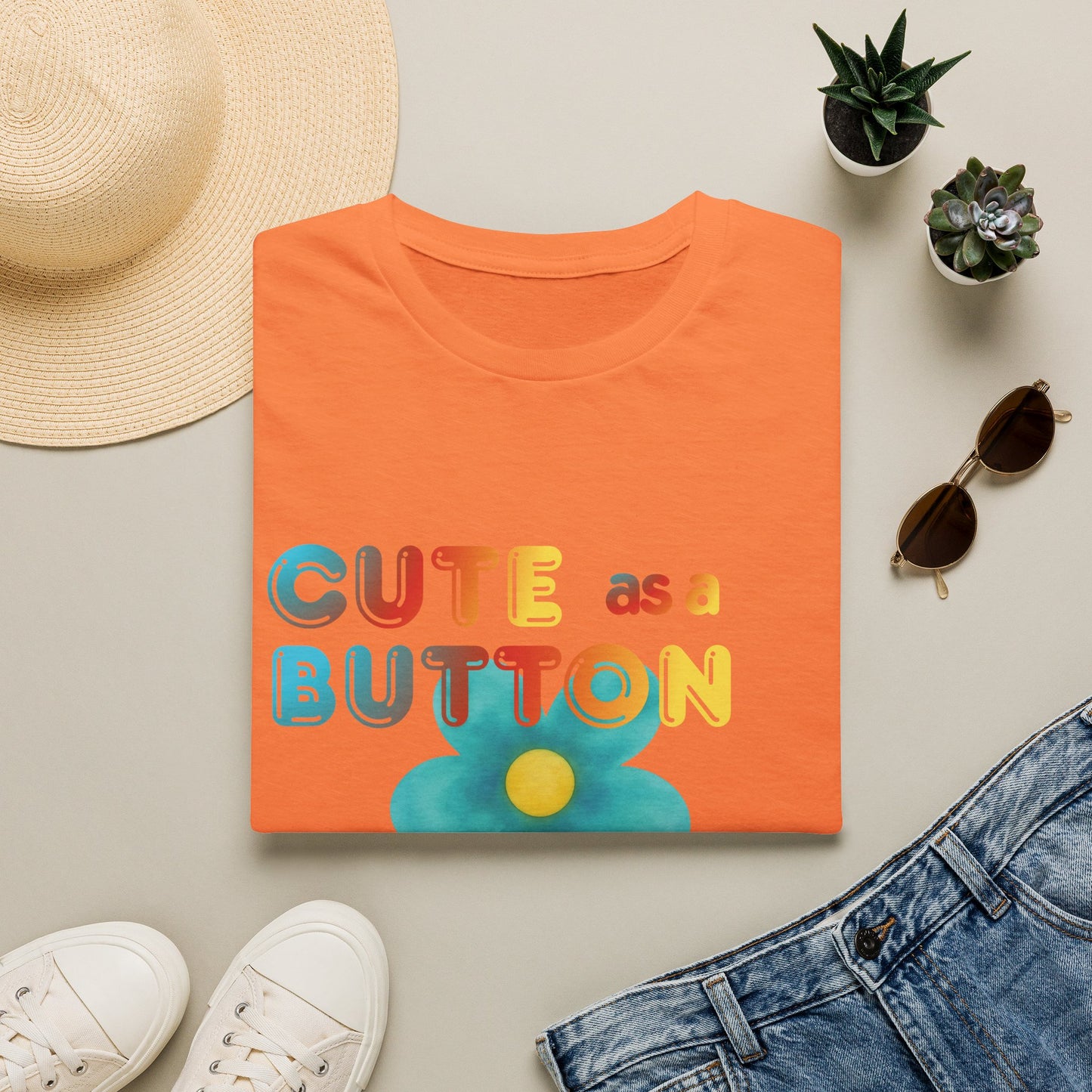 Cute as a Button Graphic Tee — Retro Flower "Cute as a Button, Feral as F*ck"