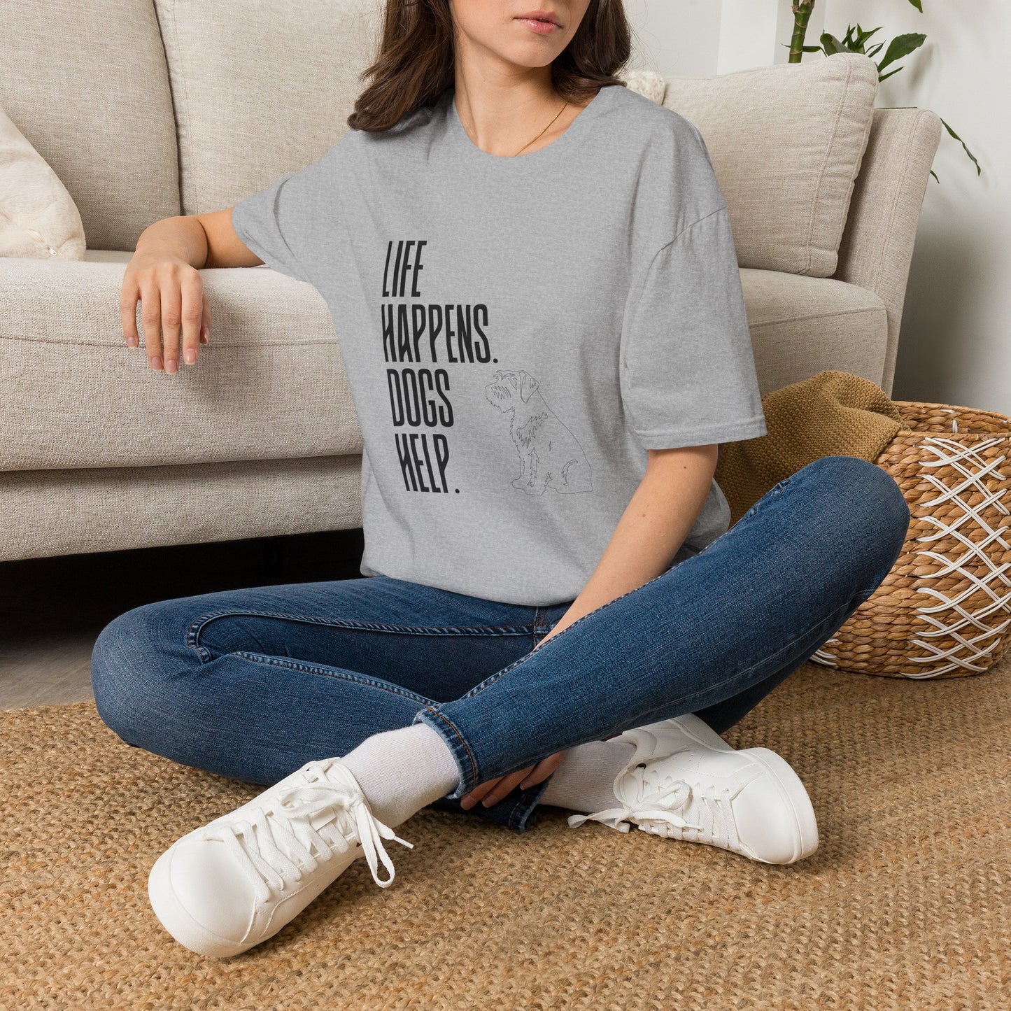 "Life Happens. Dogs Help." Graphic Tee (Casual Pet Lover Shirt)