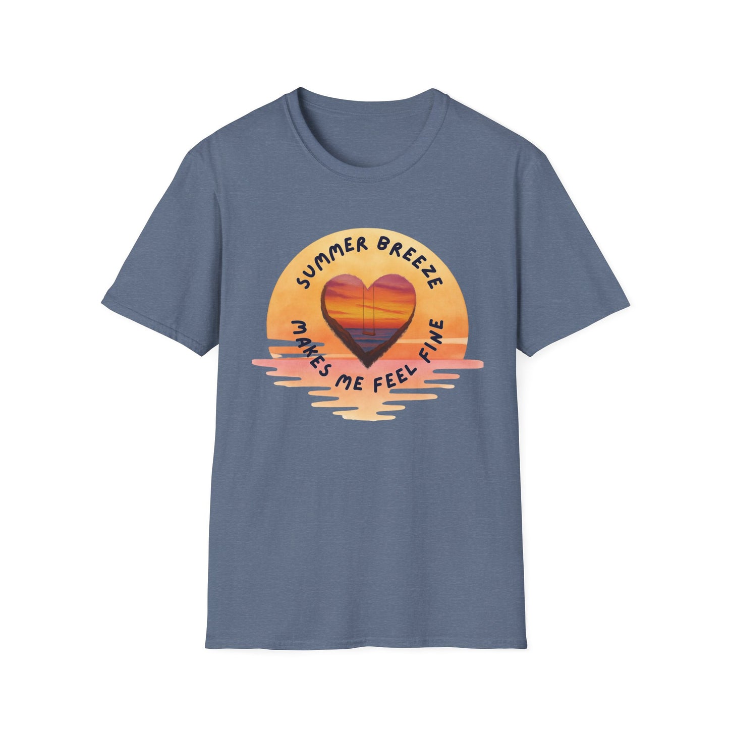 "Summer Breeze Makes Me Feel Fine" -Retro Sunset Heart Tee