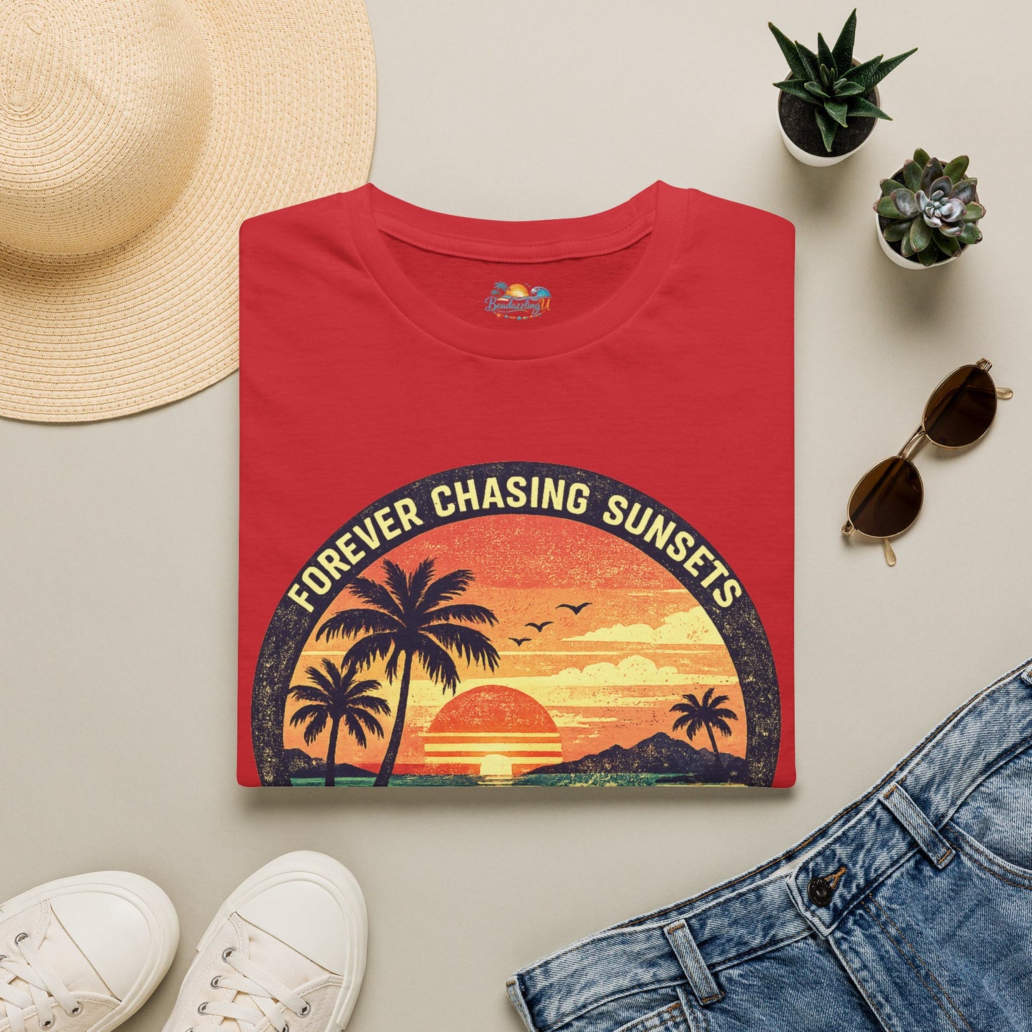 Forever Chasing Sunsets T-Shirt — Vintage Beach Sunset