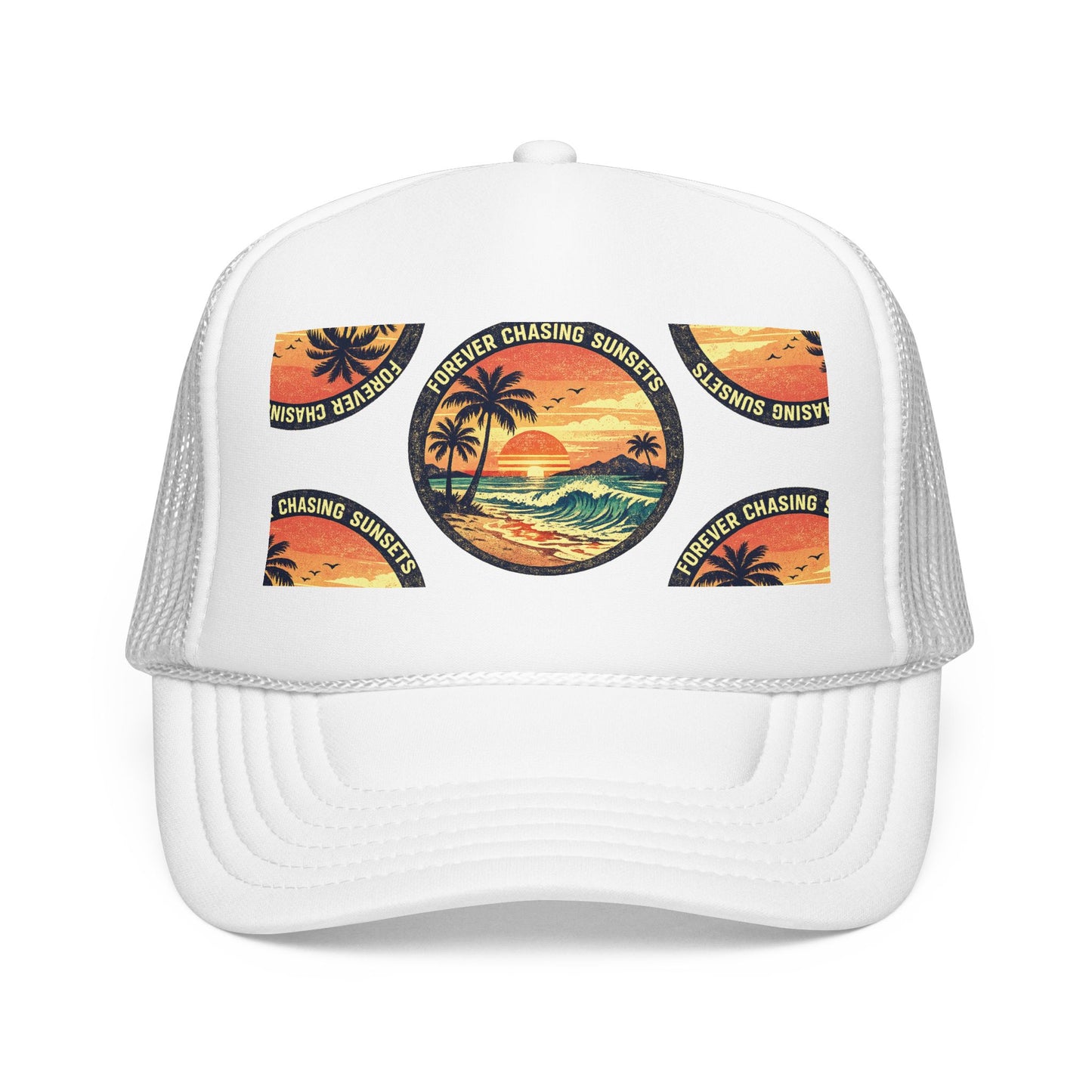 Chasing Sunsets Trucker Hat — Vintage Beach Foam Cap