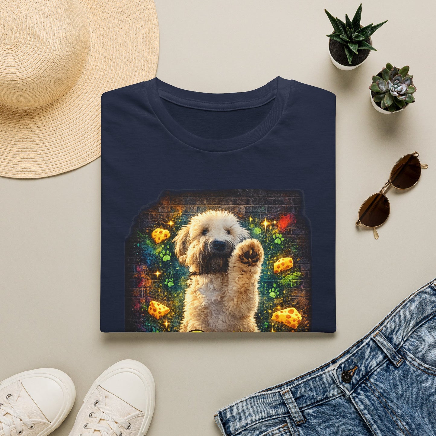 "Stop In the Name of Cheese" Cute Wheaten Puppy Graphic Tee