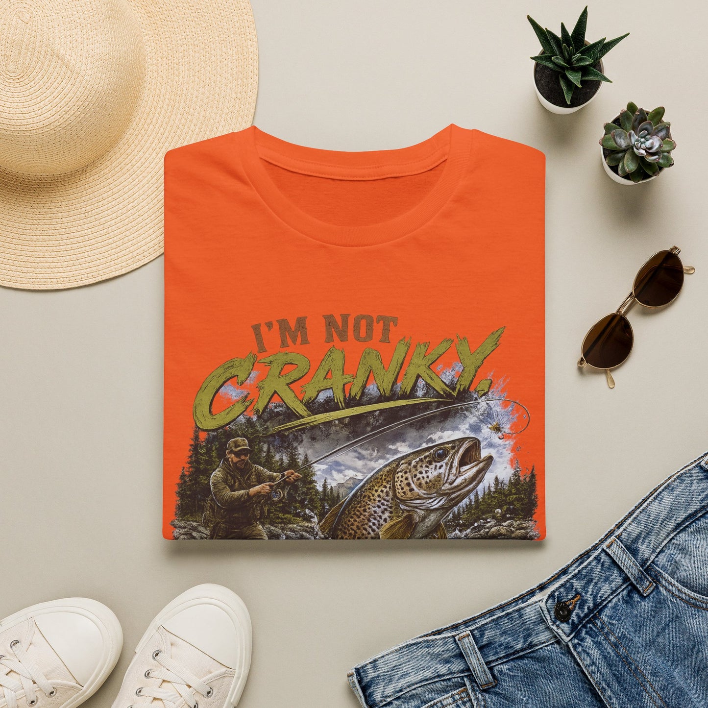 "I’m Not Cranky, I’m Fly" Vintage Trout Fly-Fishing Tee