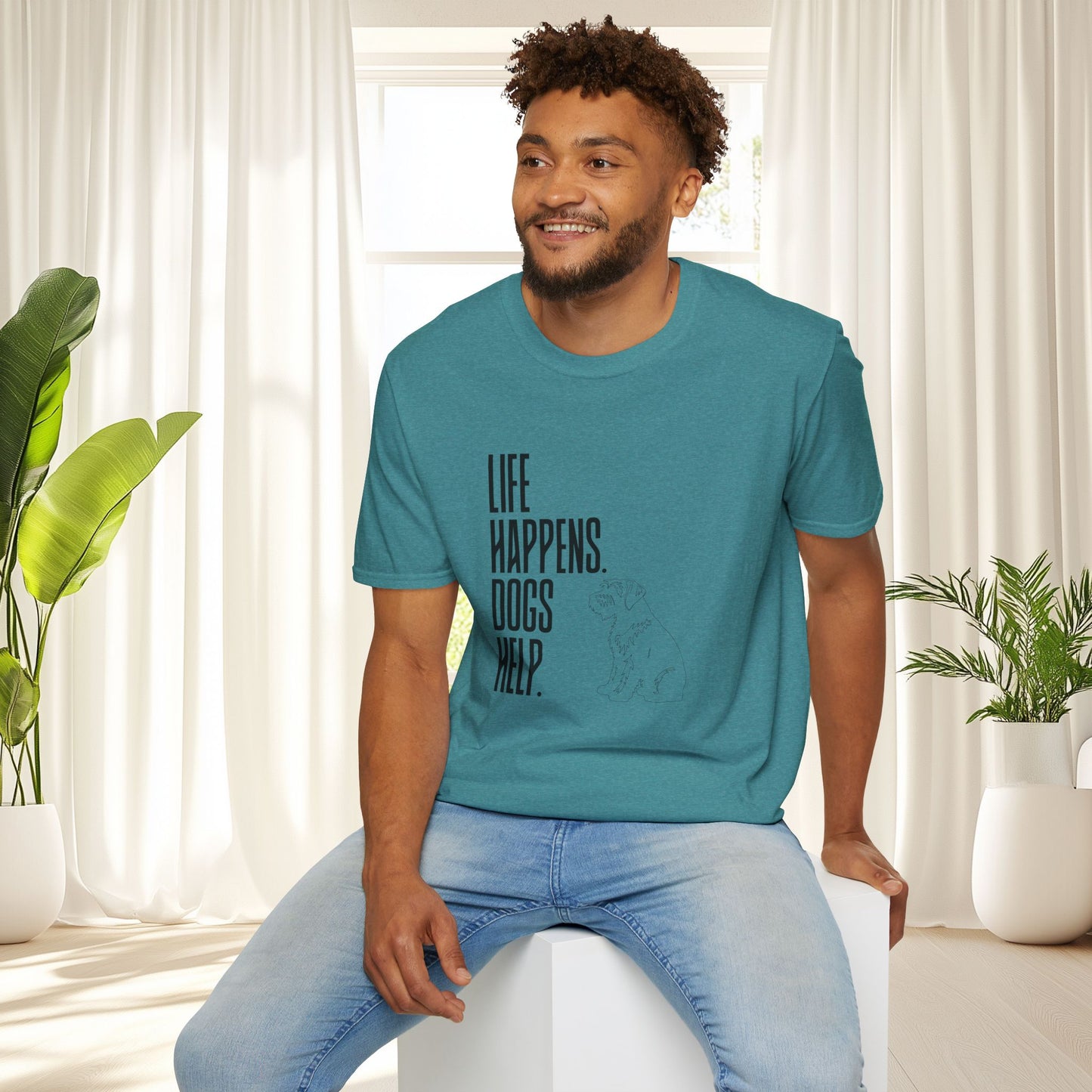 "Life Happens. Dogs Help." Graphic Tee (Casual Pet Lover Shirt)