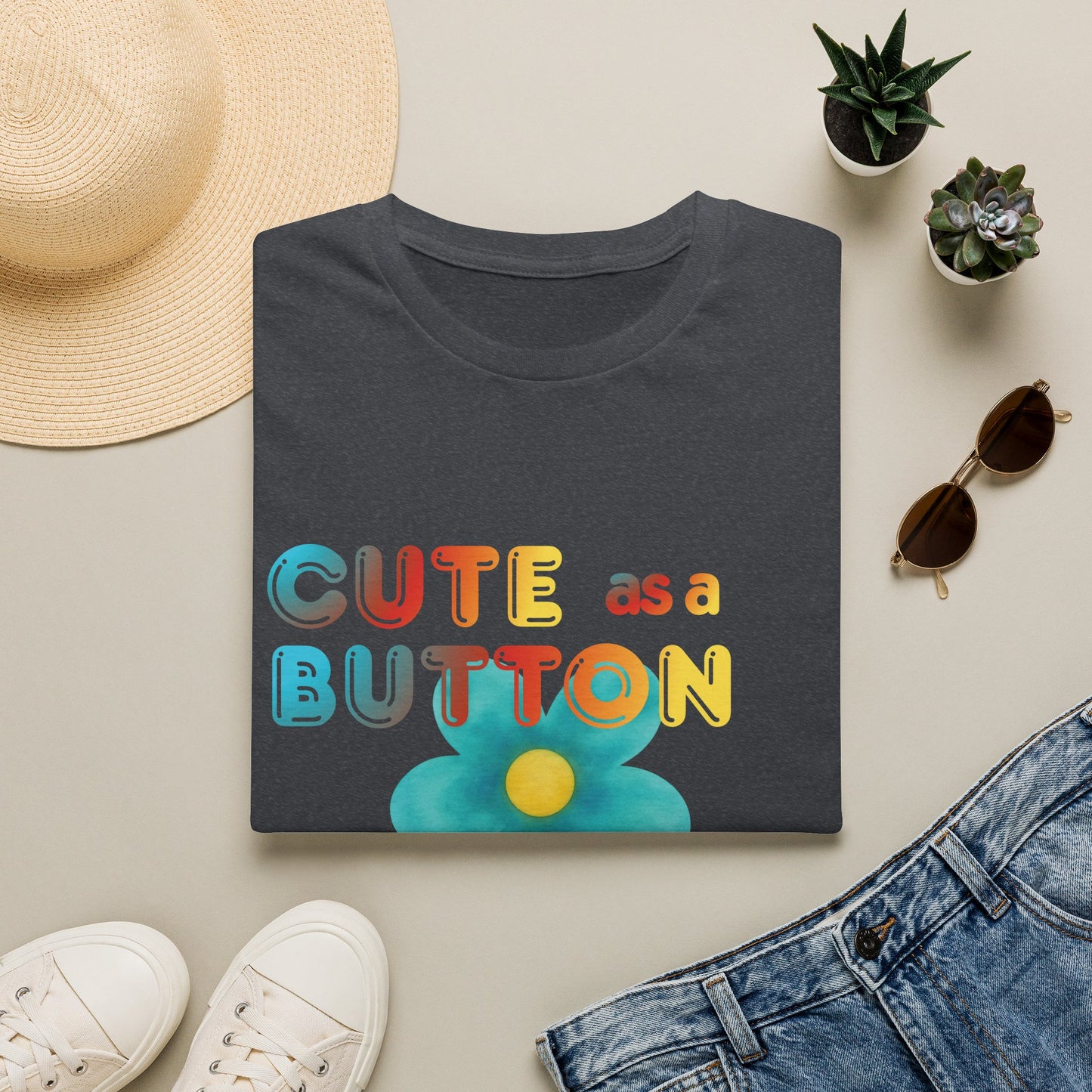 Cute as a Button Graphic Tee — Retro Flower "Cute as a Button, Feral as F*ck"