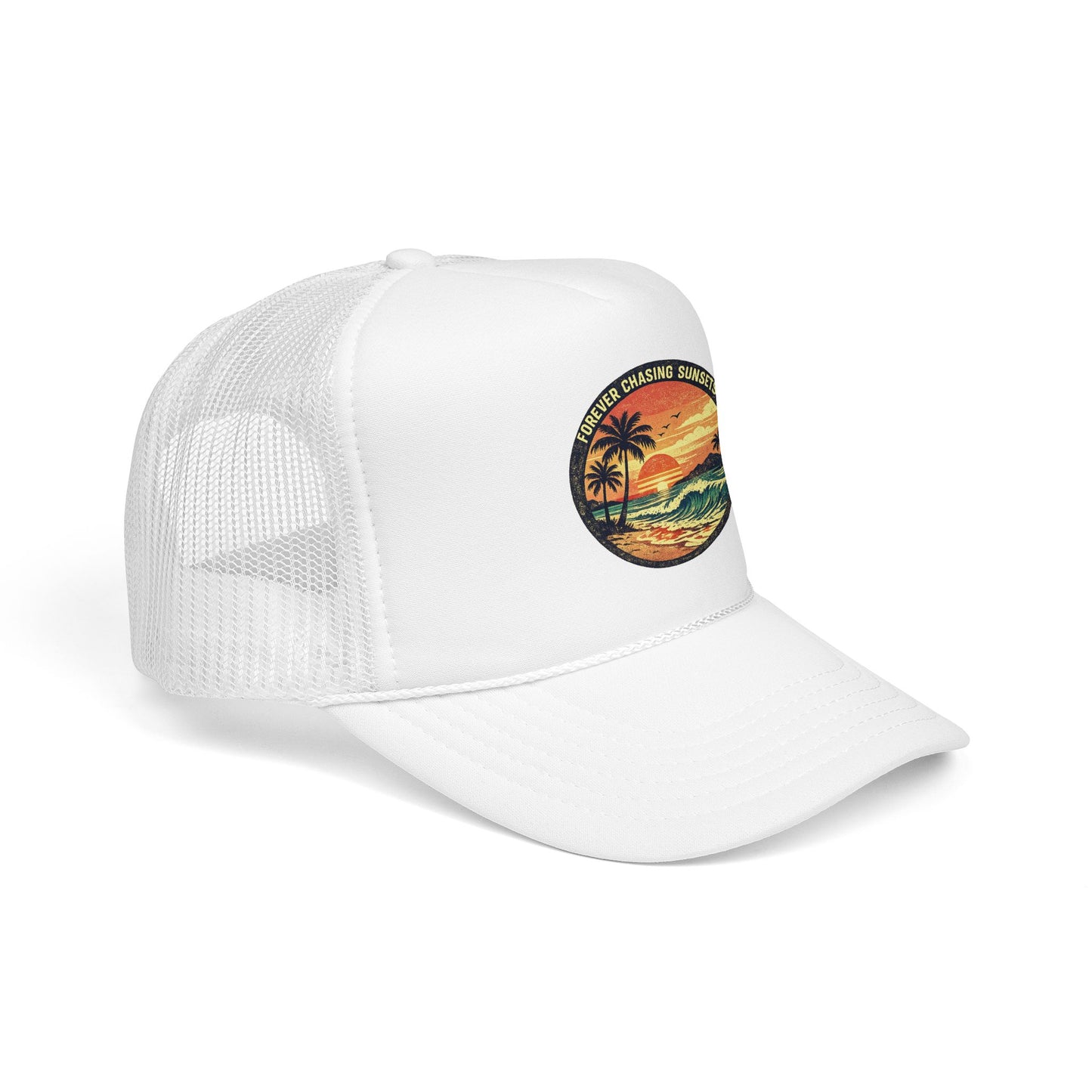 Chasing Sunsets Trucker Hat — Vintage Beach Foam Cap