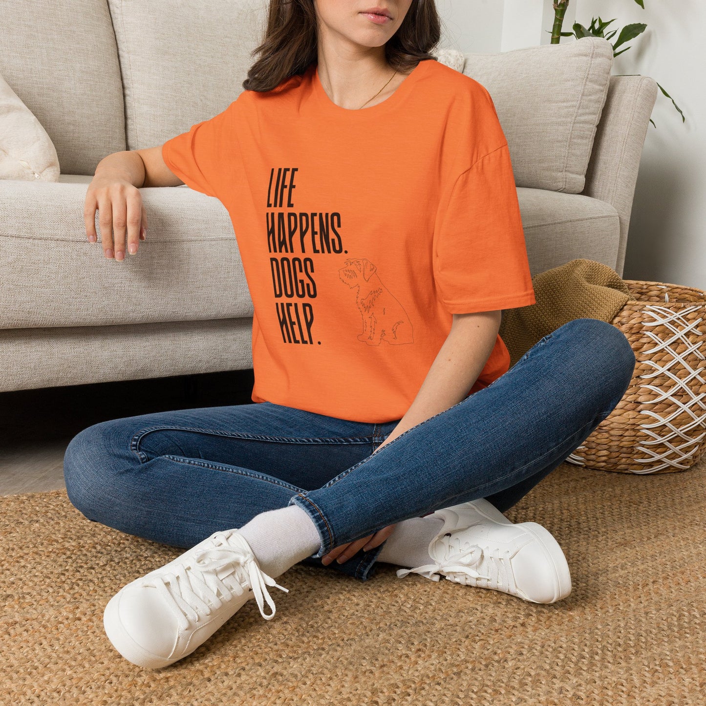 "Life Happens. Dogs Help." Graphic Tee (Casual Pet Lover Shirt)