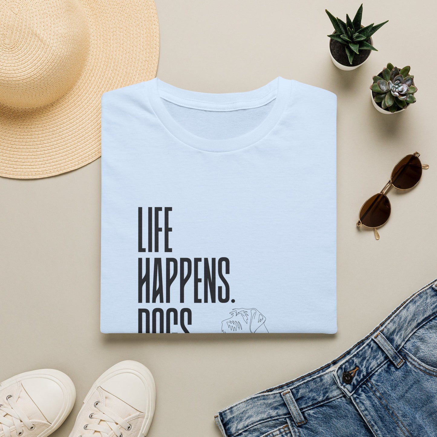 "Life Happens. Dogs Help." Graphic Tee (Casual Pet Lover Shirt)