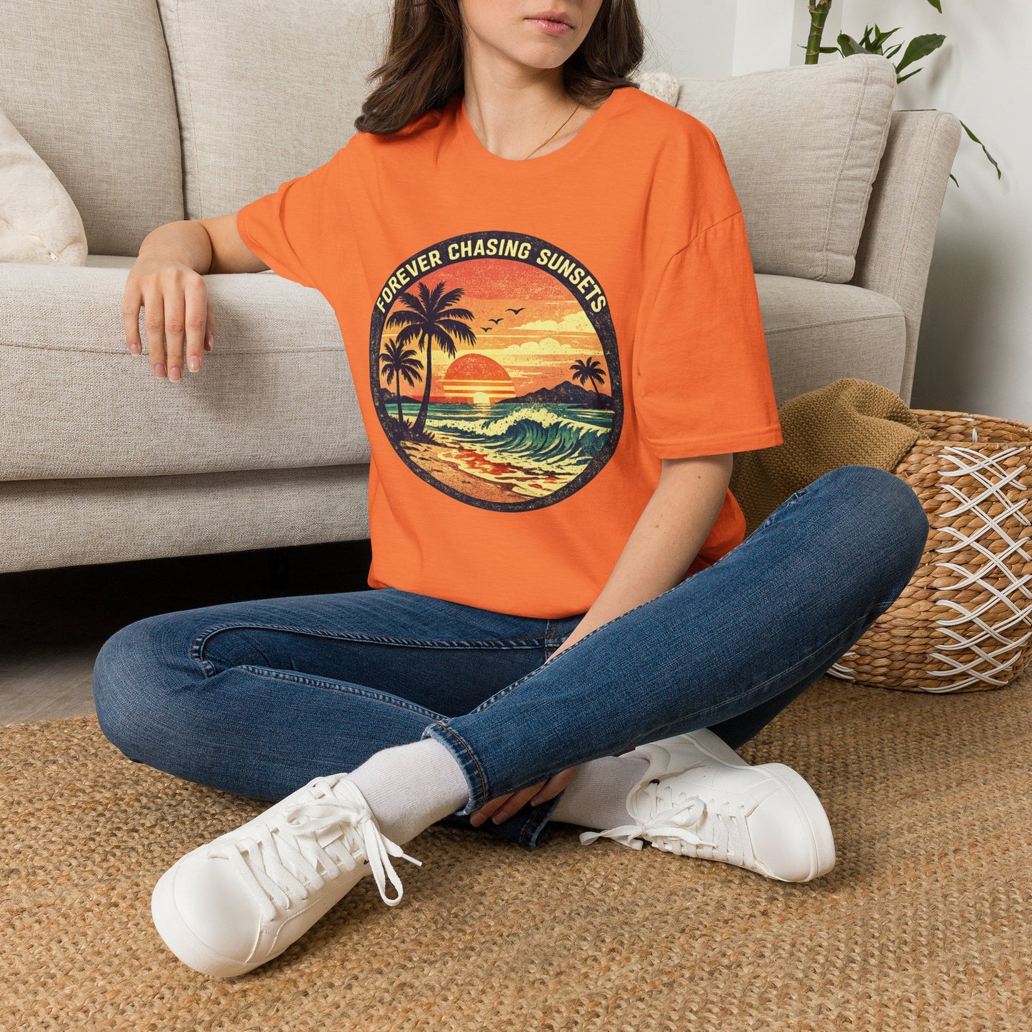 Forever Chasing Sunsets T-Shirt — Vintage Beach Sunset