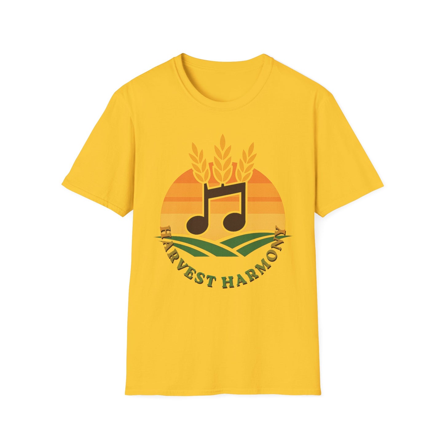 Harvest Harmony T-Shirt | Music Notes with Wheat Sunset