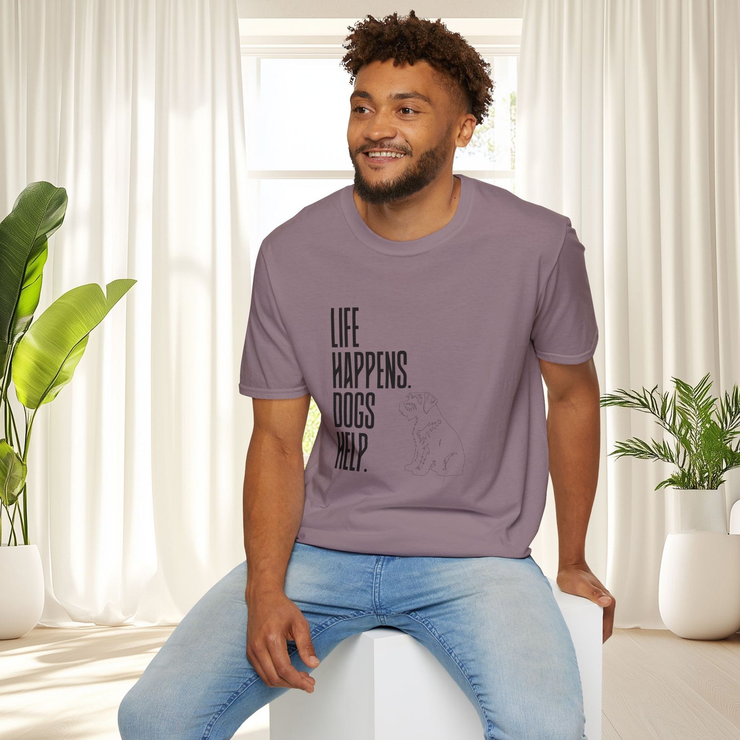 "Life Happens. Dogs Help." Graphic Tee (Casual Pet Lover Shirt)