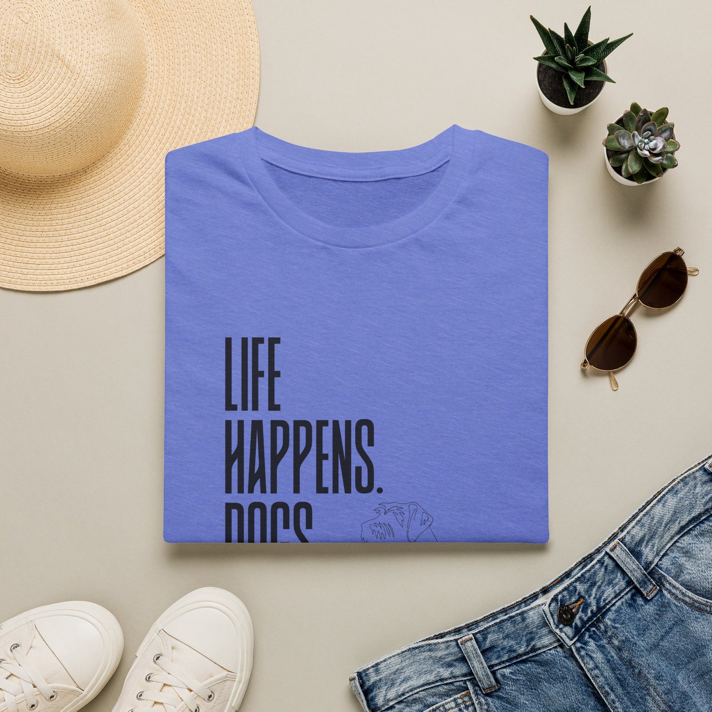 "Life Happens. Dogs Help." Graphic Tee (Casual Pet Lover Shirt)