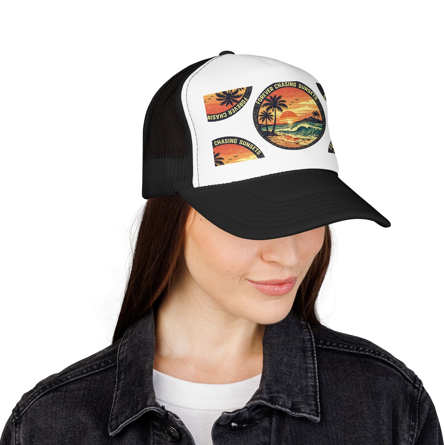Chasing Sunsets Trucker Hat — Vintage Beach Foam Cap
