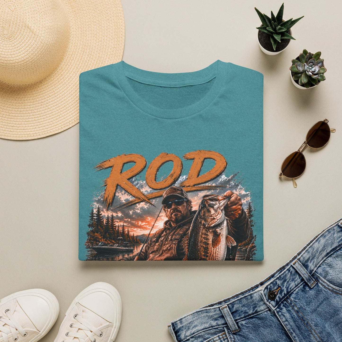 "'Rod Father" Fishing T‑Shirt — Vintage Bass Fisherman Graphic Tee