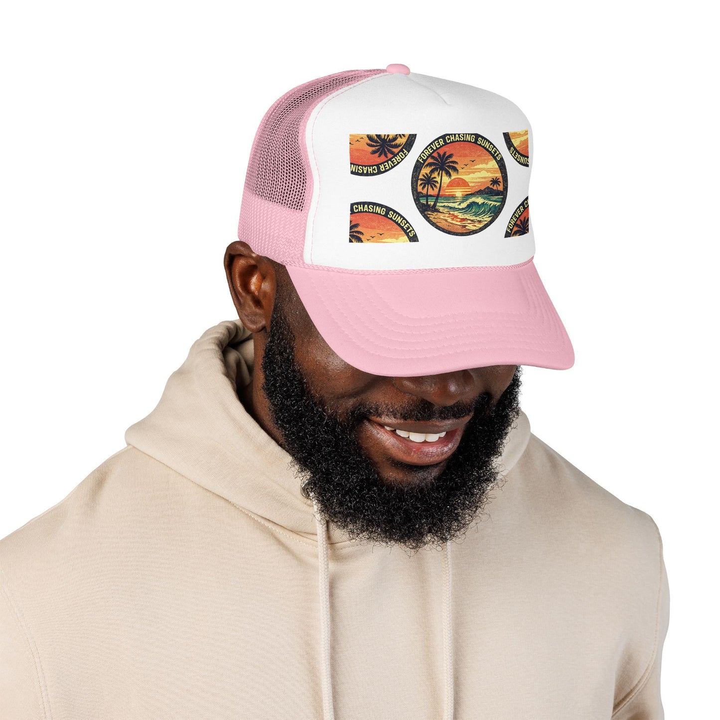 Chasing Sunsets Trucker Hat — Vintage Beach Foam Cap