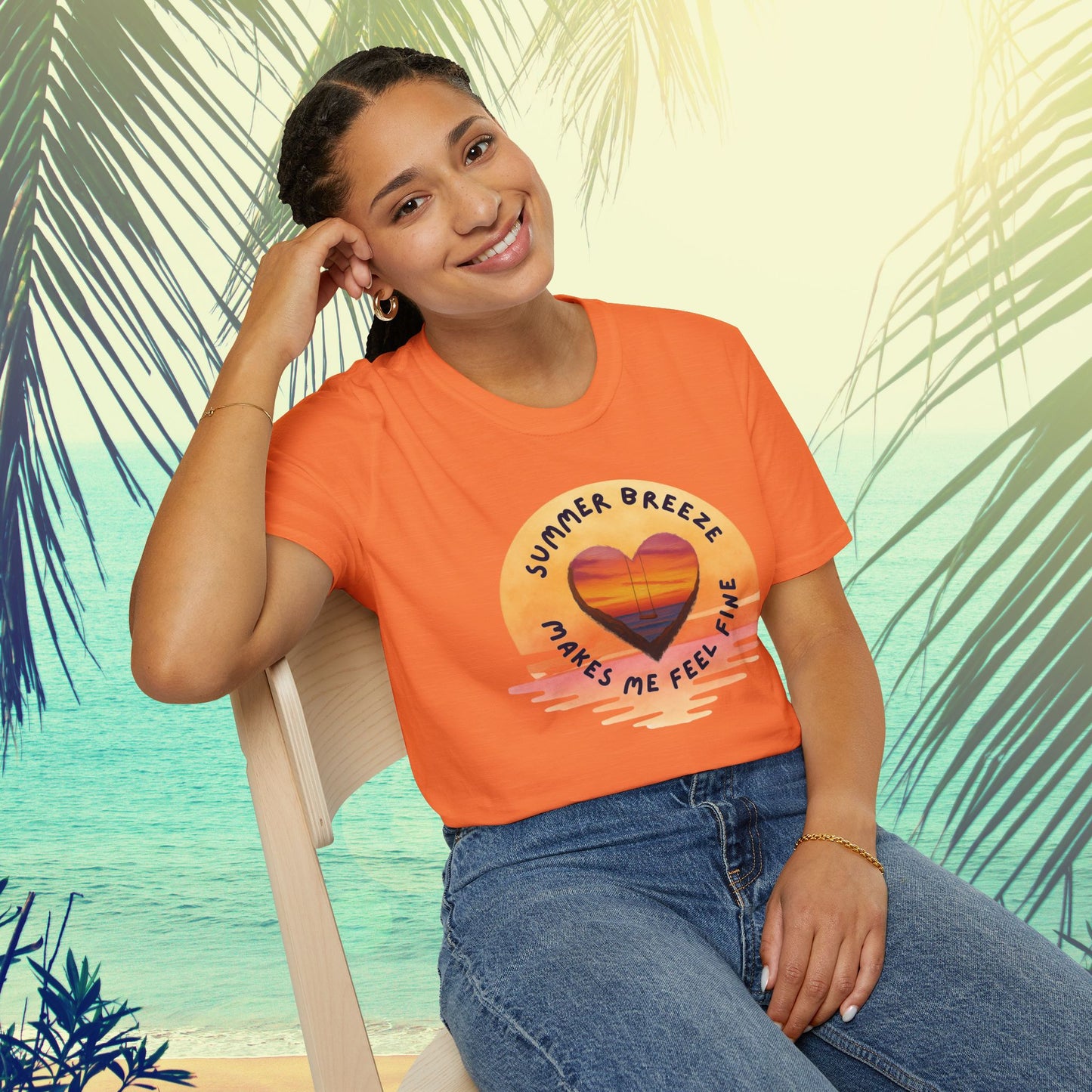 "Summer Breeze Makes Me Feel Fine" -Retro Sunset Heart Tee