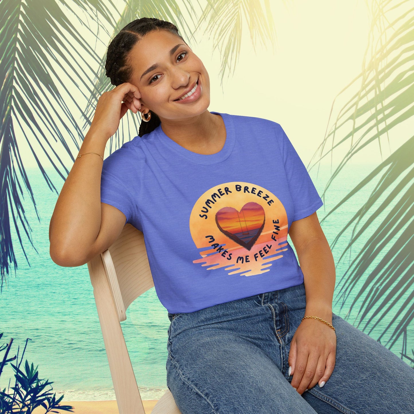 "Summer Breeze Makes Me Feel Fine" -Retro Sunset Heart Tee