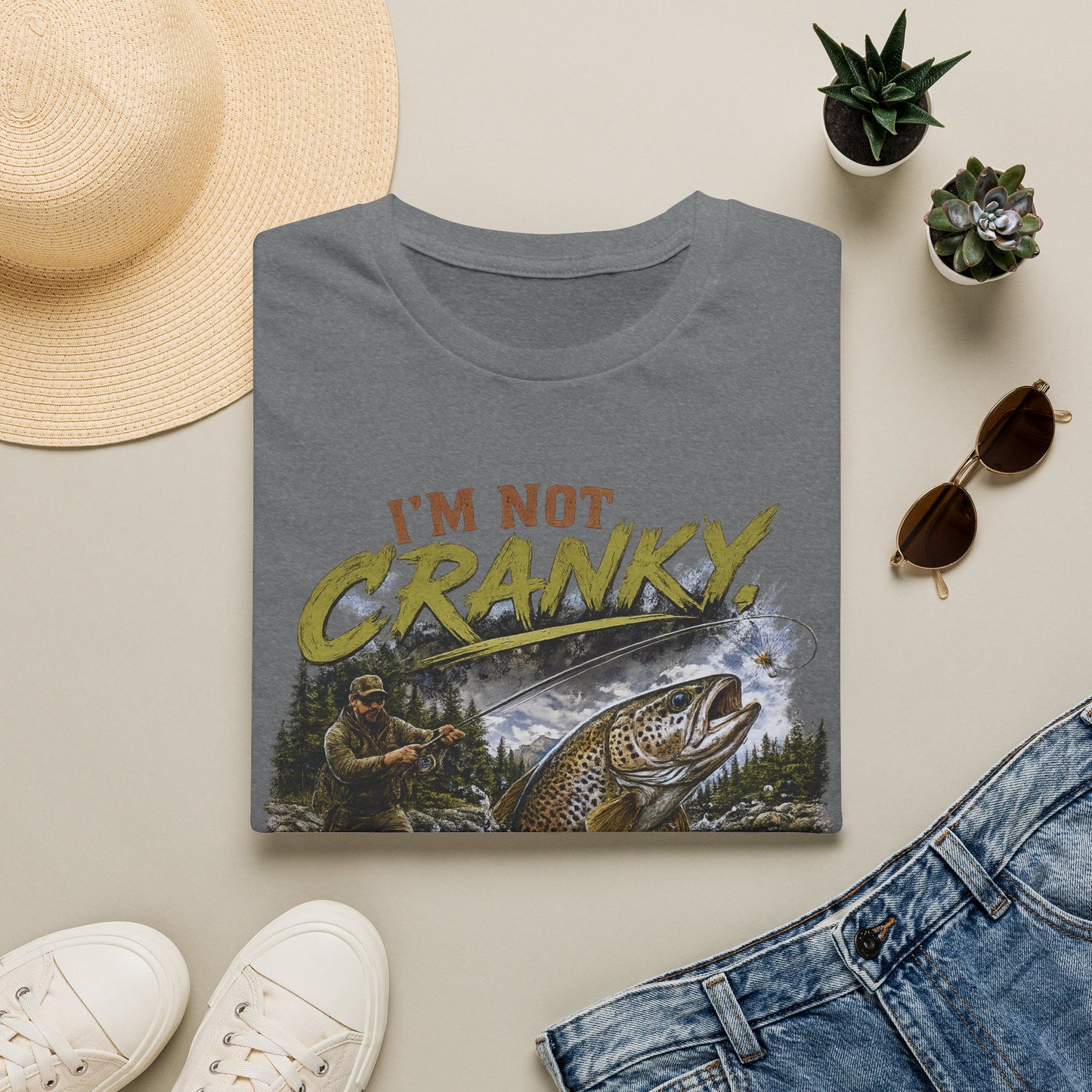 "I’m Not Cranky, I’m Fly" Vintage Trout Fly-Fishing Tee