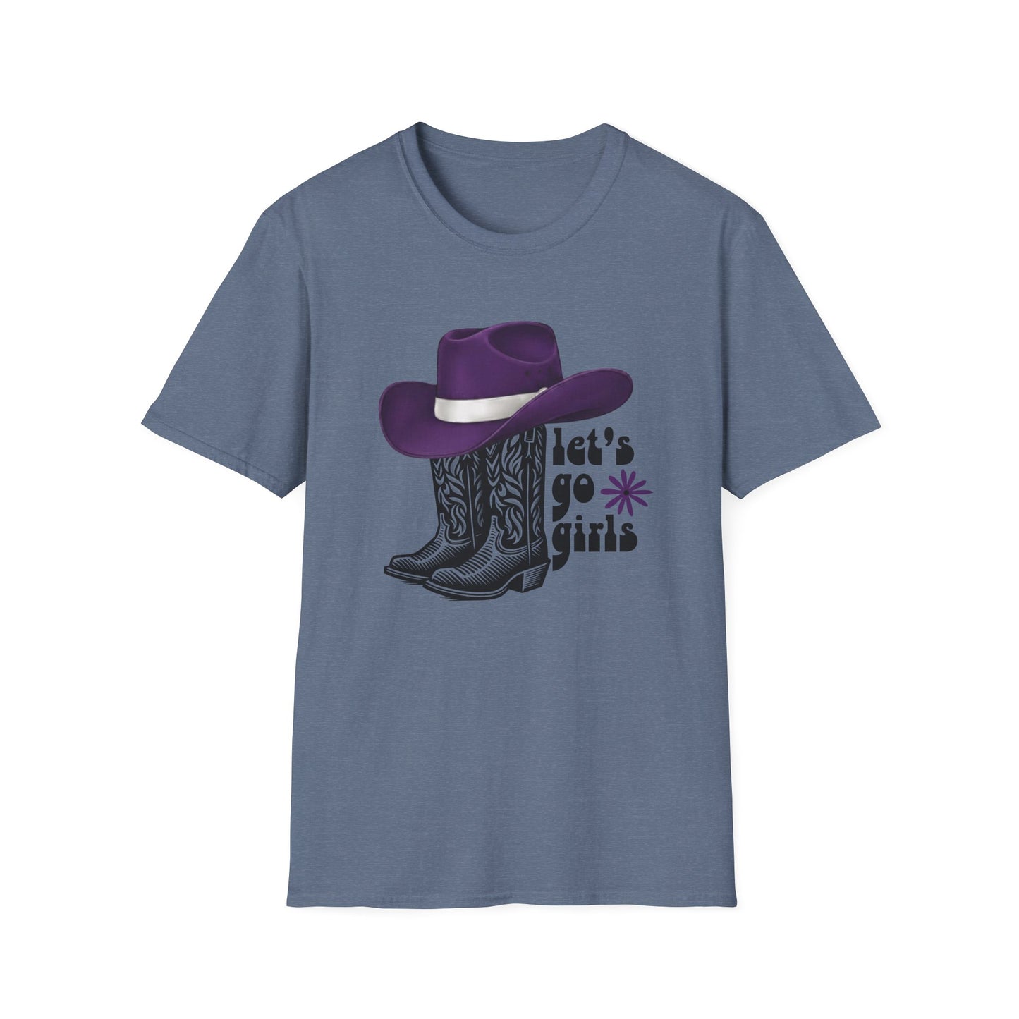 "Let's Go Girls" Cowgirl Boots & Purple Hat Western Graphic Tee