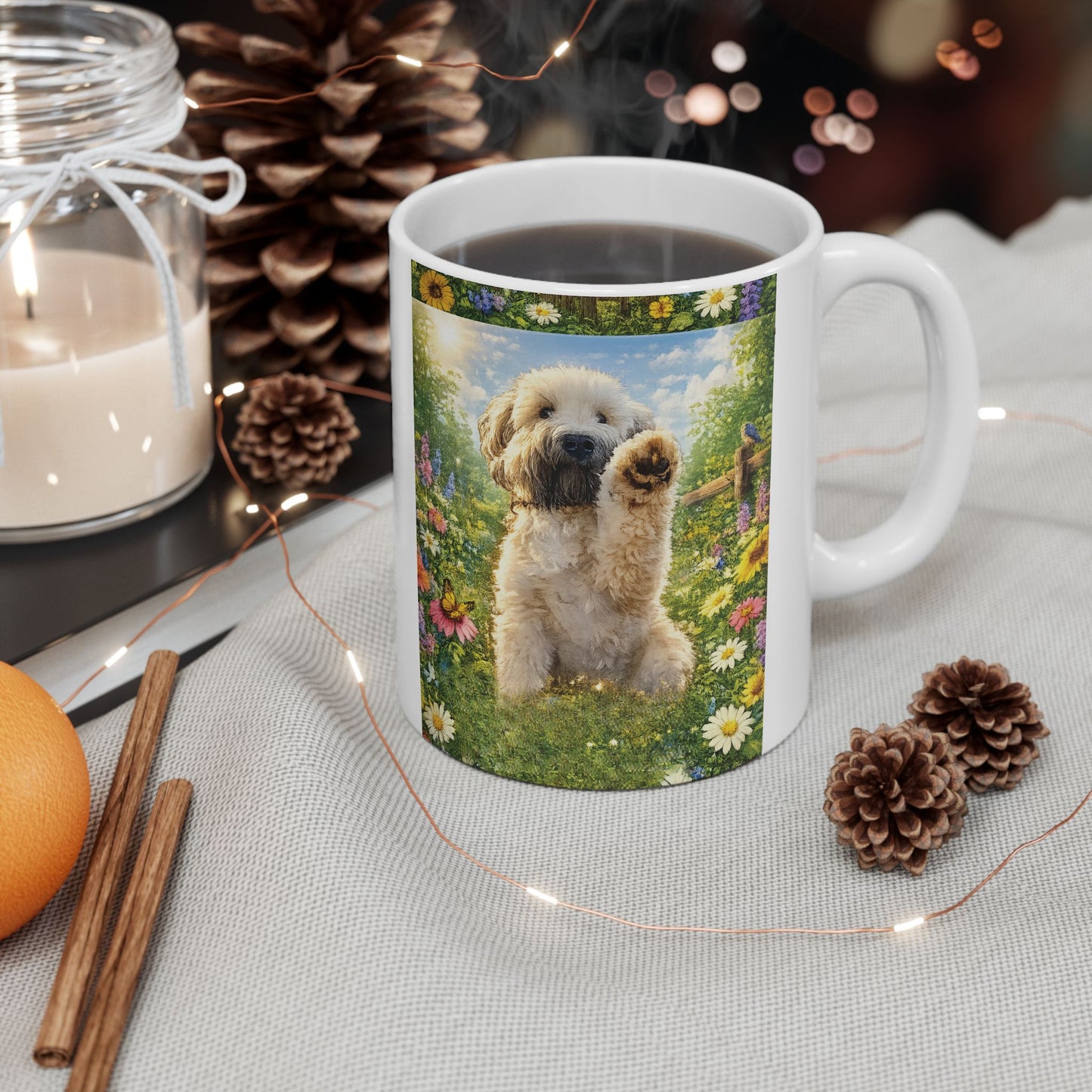 Wheaten in Wildflower Garden (11oz & 15oz) Ceramic Mug