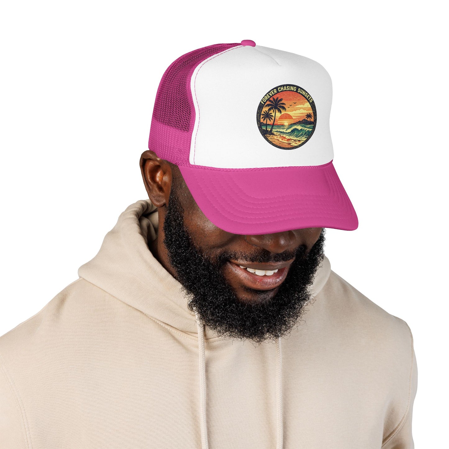 Chasing Sunsets Trucker Hat — Vintage Beach Foam Cap