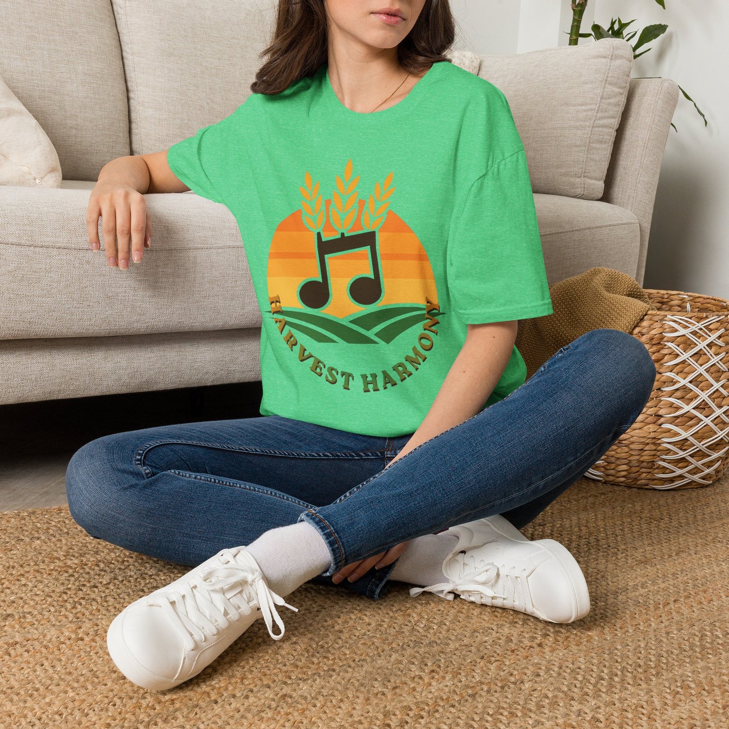 Harvest Harmony T-Shirt | Music Notes with Wheat Sunset