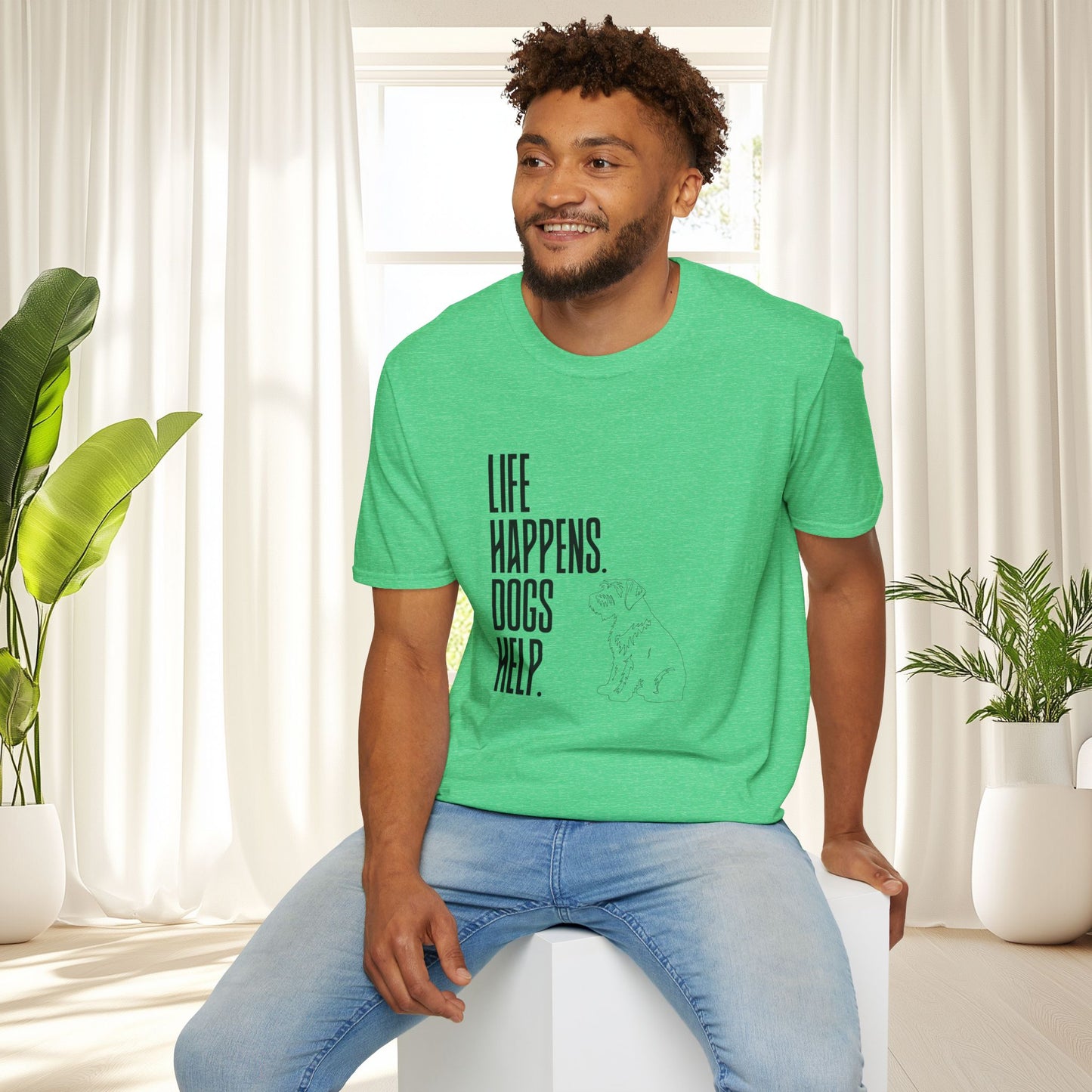 "Life Happens. Dogs Help." Graphic Tee (Casual Pet Lover Shirt)