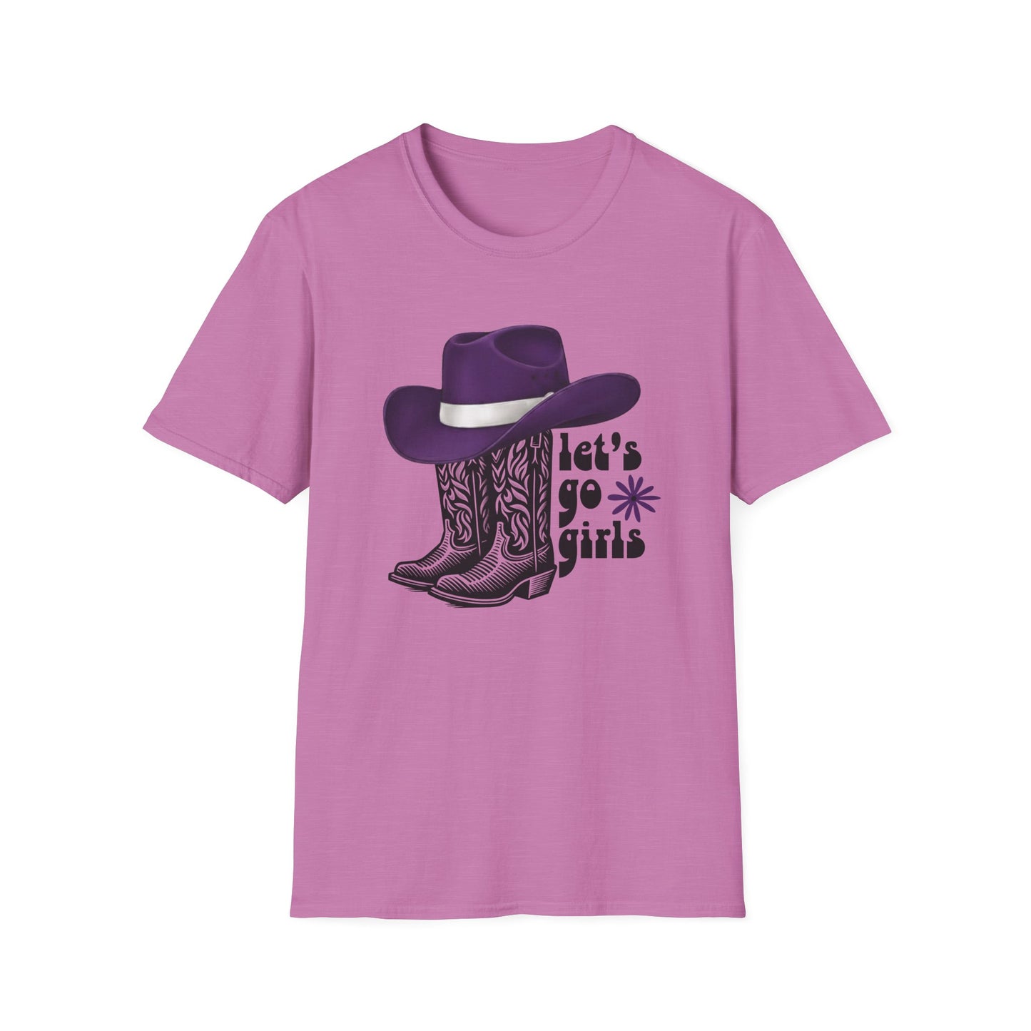"Let's Go Girls" Cowgirl Boots & Purple Hat Western Graphic Tee