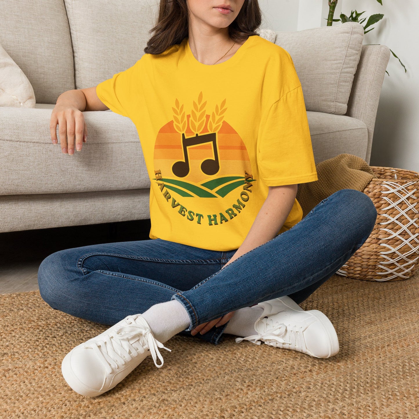 Harvest Harmony T-Shirt | Music Notes with Wheat Sunset