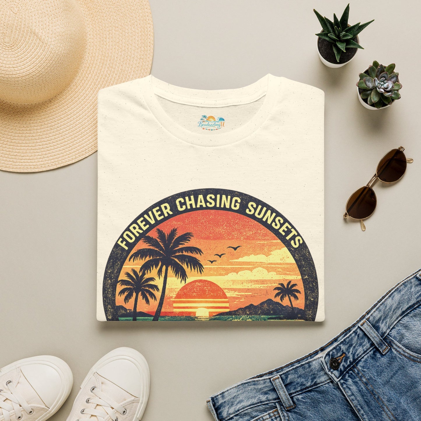 Forever Chasing Sunsets T-Shirt — Vintage Beach Sunset