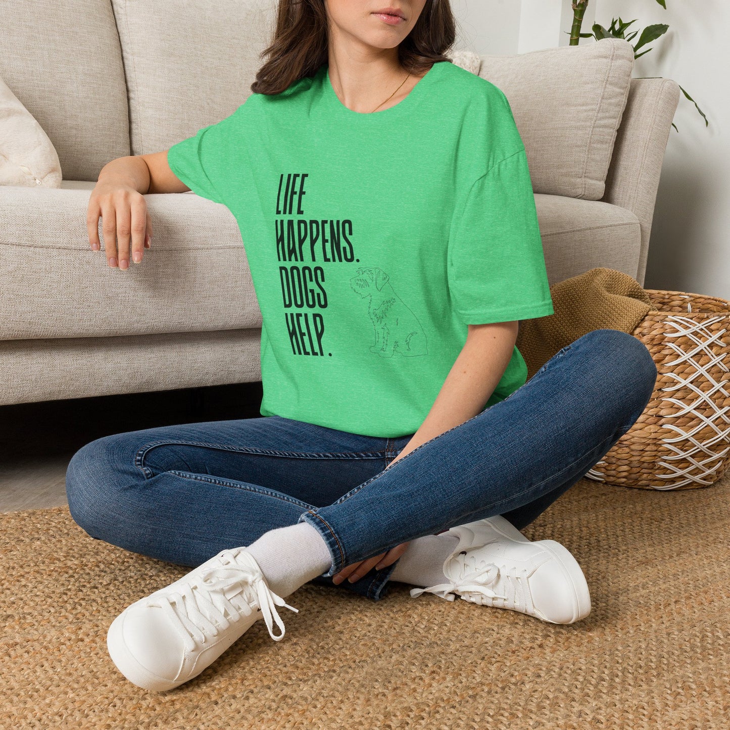 "Life Happens. Dogs Help." Graphic Tee (Casual Pet Lover Shirt)