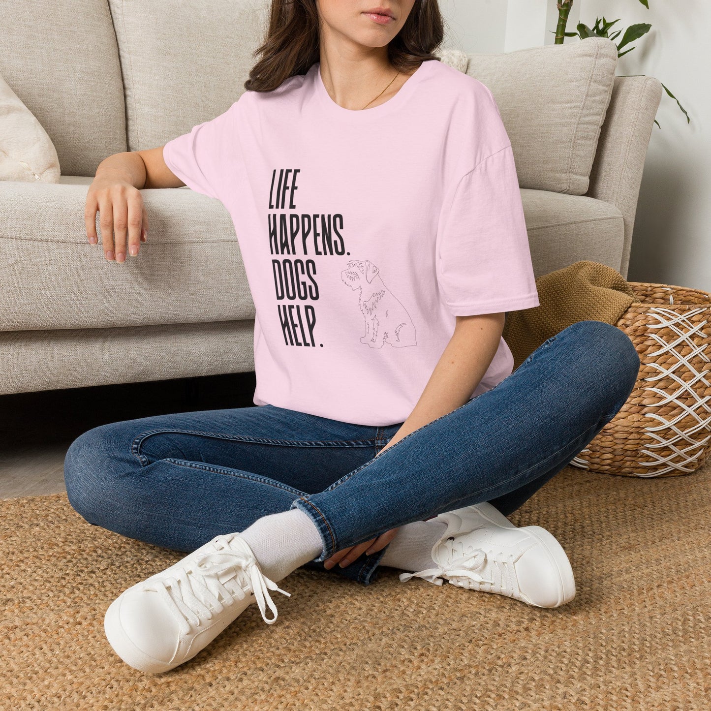 "Life Happens. Dogs Help." Graphic Tee (Casual Pet Lover Shirt)