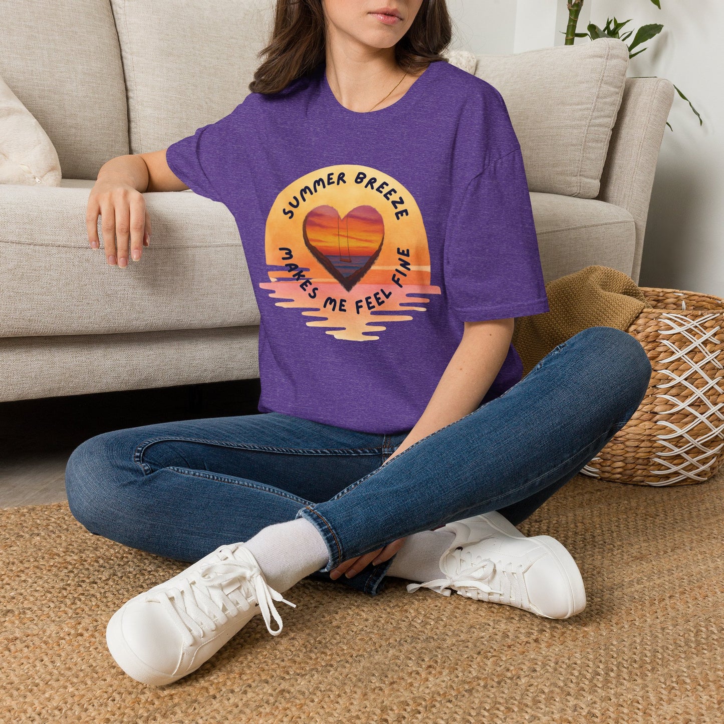 "Summer Breeze Makes Me Feel Fine" -Retro Sunset Heart Tee