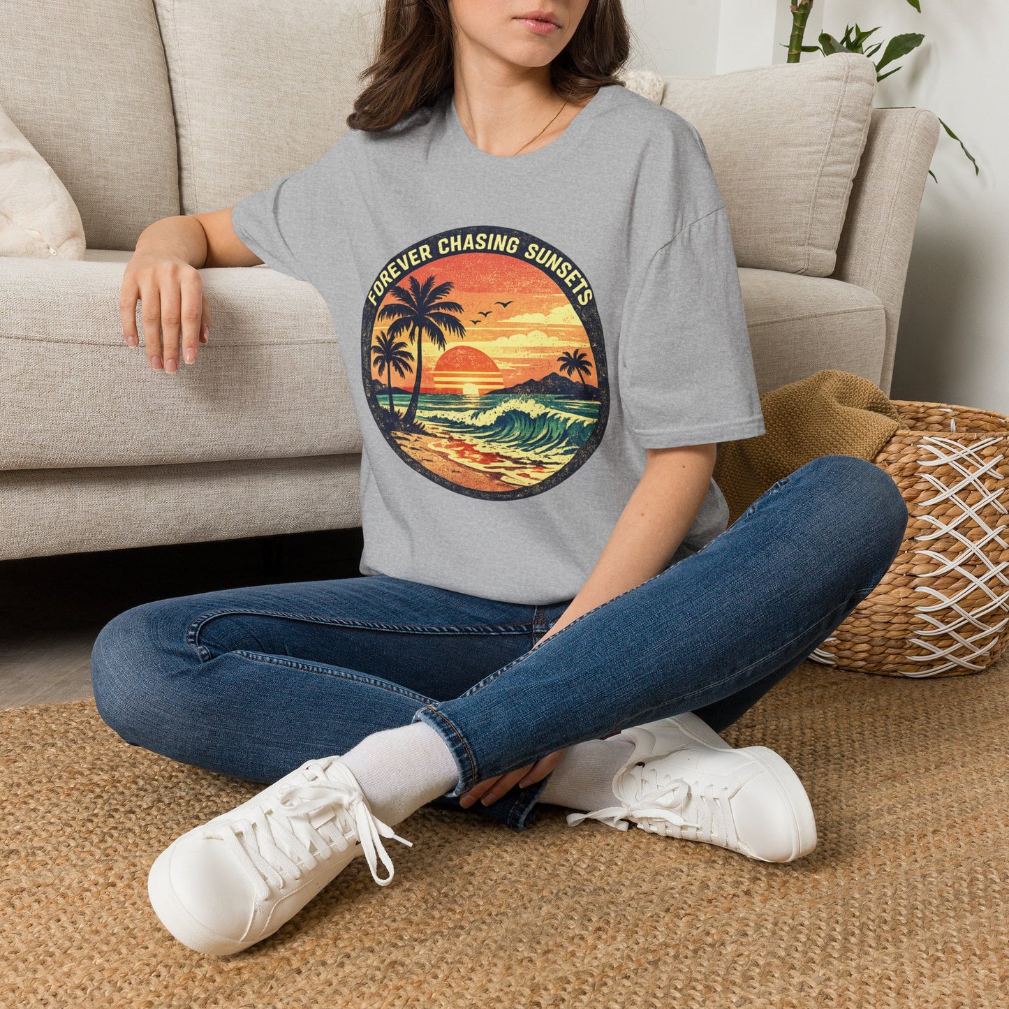 Forever Chasing Sunsets T-Shirt — Vintage Beach Sunset